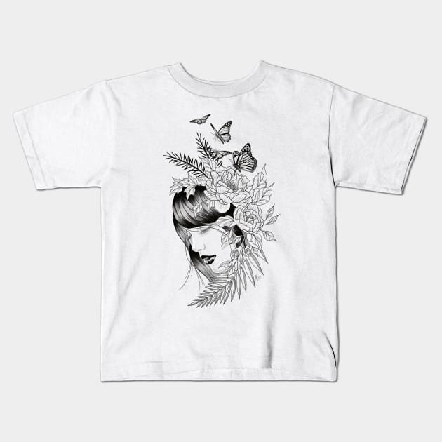 Butterfly Queen Kids T-Shirt by cocotatts